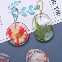 6件組 DIY 鑰匙圈吊墜矽膠模具 水晶環氧樹脂模具 圓形長方形項鍊吊墜 DIY 珠寶製作鑄模 - 白色 - 查看 7