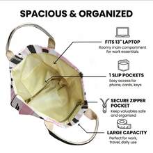 Striped & Polka Dot Print Tote Bag, Glossy PVC Waterproof Handbag, Retro Geometric Casual Shoulder Bag, Large Capacity Reusable Tote For Women, Work, Beach, Daily Shopping - 粉色 - 查看 10