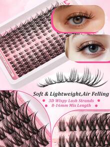 Himirell 144pcs C Curl Natural Lash Clusters Soft Lashes Cat Eye Lashes Individual Lashes Cluster Eyelash Extensions DIY Lash Clusters, Create Natural Makeup Effect, Easy For Newbies, Reusable, Suitable For Daily Makeup - C - View 2