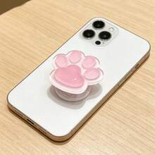 1pc Creative Cat Paw Shaped Retractable Phone Stand, Push-Pull Phone Holder, Creative Foldable Slouchy Phone Stand - Pink - View 1