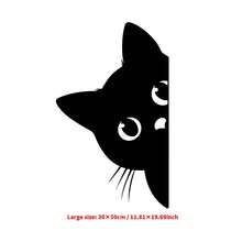 2D自粘乙烯基可爱偷窥黑猫剪影墙贴，防水，趣味猫咪动物艺术UV印刷，家居墙贴，适用于卧室、客厅、冰箱、厨房、游戏室等。 - A - 查看 8