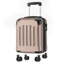 YONSLY 16 Inch Suitcase With Detachable Wheels 360° Combination Lock Double Zipper Soft Rubber Handle Trolley Travel Suitcase For Vacation - 香檳色 - 查看 1