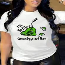 Camiseta impresa con estampado de patrón de género opuesto de New Creat Cartoon - Blanco - Ver 1