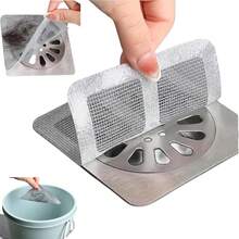 10-Pack Disposable Bathroom Drain Hair Filter, Adhesive Mesh Sink Filter, Bathroom Drain Hair And Debris Filter Sticker - White - View 6