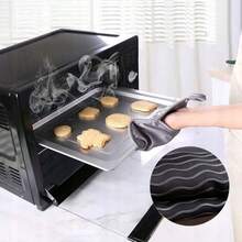 OVEN GLOVE, POT MAT, 2 IN 1 COTTON SILICONE - Black - View 6