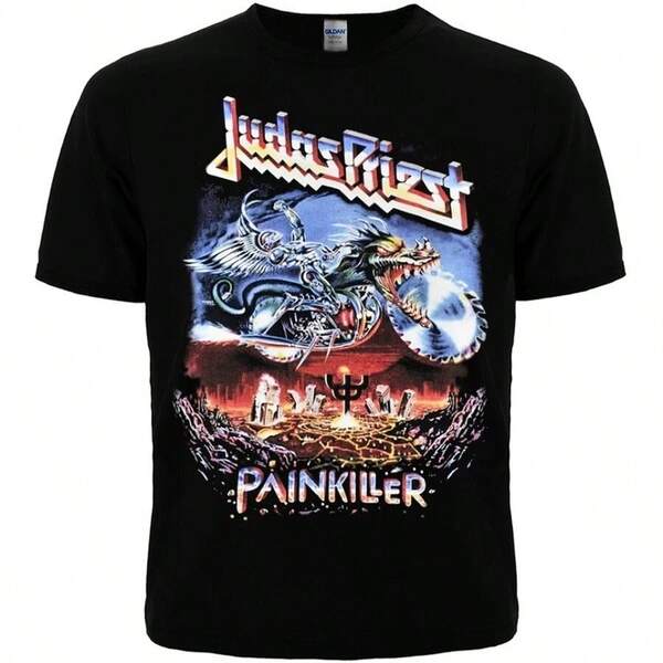 Judas Priest "Painkiller" T-Shirt  Black 100% Cotton Black T Shirt Mens Tshirts Graphic T Shirt Unisex