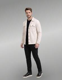 Stylish Men's Jacket With Waterfall Collar, Long Sleeves, Casual Sweatshirt Style With Button Details And Pockets. - Off - View 6