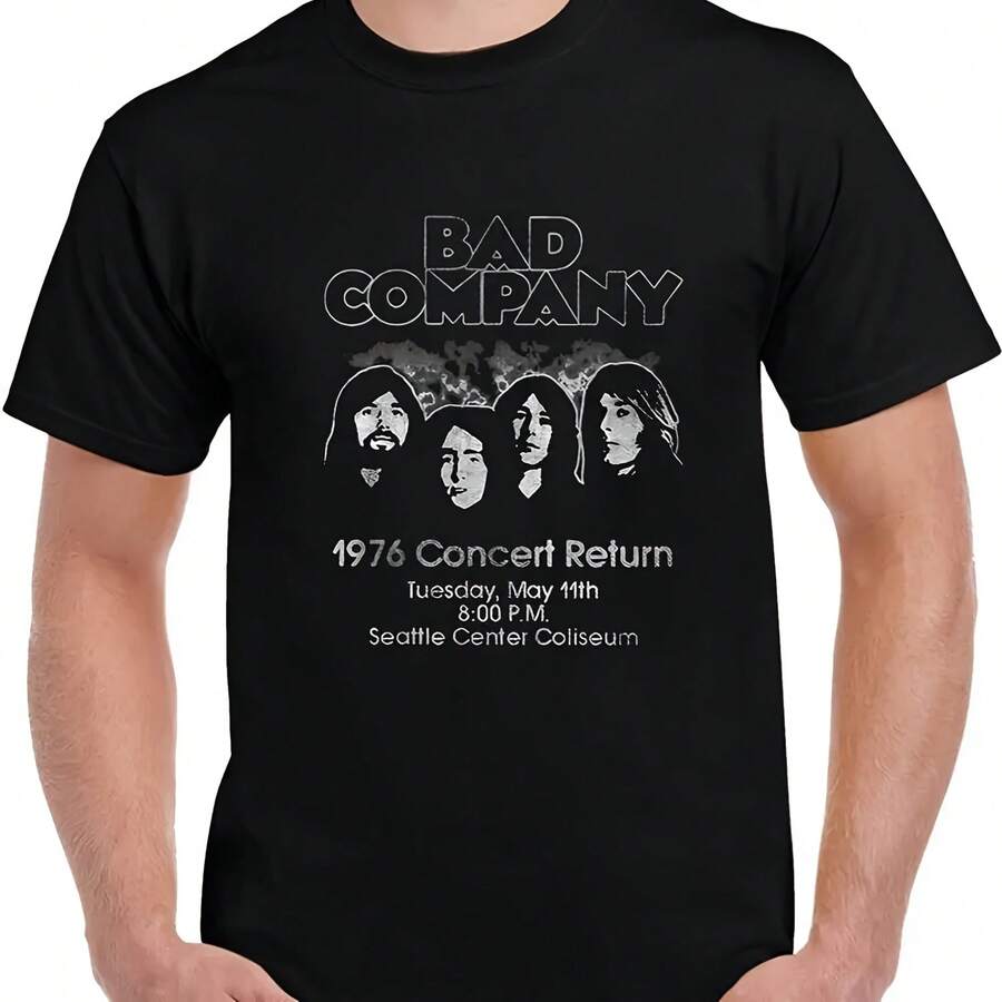 RIP Mick Ralphs BAD COMPANY Band Black Full Size T Shirt - Shape - View 1