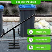 100kg Force Wheelie Bin Compactor Steel Alloy Manual Waste Press Tool Fit 120L-240L Outdoor Rubbish Bin Household Garden Waste Compressing Equipment - Black - View 2