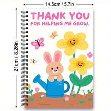 1pc Spiral Bound Notebook With Cute Rabbit In Teapot Design, Vibrant Floral & Butterfly Theme, Ideal For Inspirational Writing, Suitable For School Or Office Use, Unique Gift For Friends And Colleagues, Lined Pages - K - View 1