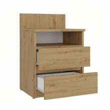 Multi-Functional All-In-One Nightstand With Backrest, Open Storage Compartment + 2 Drawers, 4 Colors Available, Space-Saving Bedside Cabinet For Small Spaces, Universal Use For Bedroom/Apartment/Dorm, Silent Slides Large-Capacity Bedside Storage Unit - Multicolor - View 9