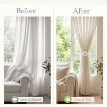 2 piezas Sujetacortinas, Sujetacortinas magnéticos con colgantes de flores de tela, Sujetacortinas para ventanas y decoración del hogar - C-Multicolor - Ver 4