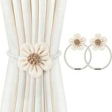 2 piezas Sujetacortinas, Sujetacortinas magnéticos con colgantes de flores de tela, Sujetacortinas para ventanas y decoración del hogar - C-Multicolor - Ver 10