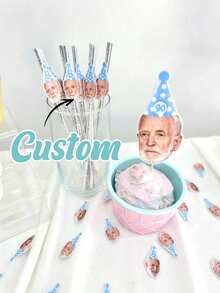Personalized Photo Straws, 40-90 Years Old Birthday Decoration - Customized Photo Straws - 95th Birthday Tableware Decoration - Fun Birthday Straws, Multi-Functional, Decorative, Reusable, Ideal Gift For Men, Women, Boyfriend, Father - Multicolor - View 6