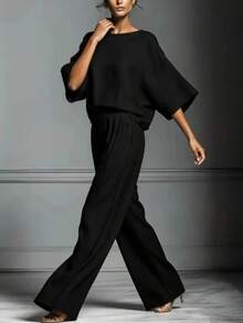 Women's Elegant Bell Sleeve Linen Set, Summer 2026, Casual And Elegant Style, European And American Style, Comfortable And Chic - 奶油 - 查看 10