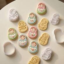 Classic Design, Rounded Cute Silhouette Floral Dress Pattern, Clear Embossed Texture, Suitable For Royal Icing Painting, Creating Healing Macaron Colors - View 2