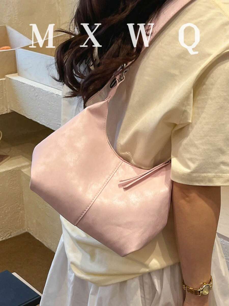 小眾設計紋理PU純色時尚極簡百搭柔軟女款迷你腋下肩背包手提包