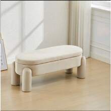 Panca portaoggetti Chairus in pelle sintetica, seduta imbottita in peluche con spazio di archiviazione nascosto, moderna, per letto e ingresso, pouf per corridoio e camera da letto - Bianco - Visualizzare 7