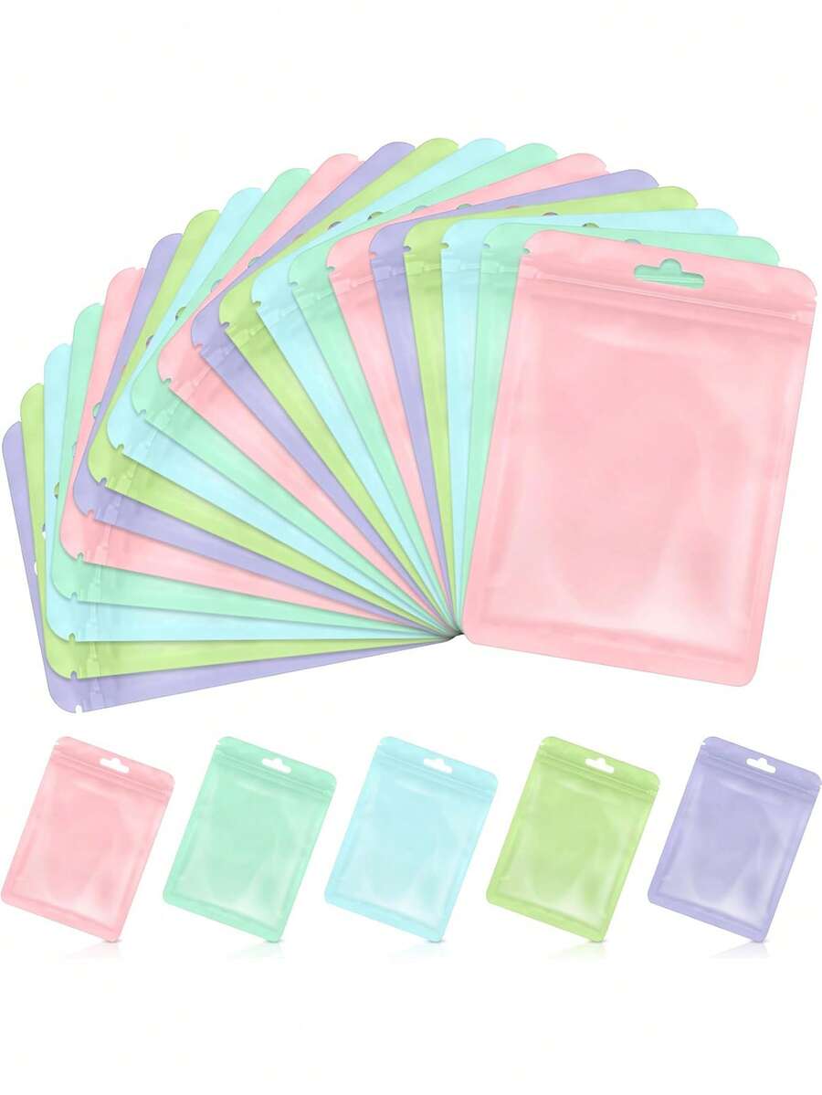 5/30/50pcs Macaron Color PVC Self-Sealing Bags, Fashionable Fresh Colors, Dustproof And Moisture-Proof With Good Sealing, Suitable For Cards, CDs, Jewelry Storage And Gift Packaging - One Size Fits All - View 1