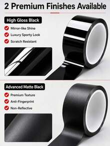 Black Car Decorative Film, Waterproof Door And Window Frame Protection Film, Self-Adhesive Glossy/Matte Black Car Trim Film, Suitable For Whole Car, Scratch-Resistant, Waterproof And Durable - A - View 5
