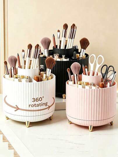 Caja organizadora de maquillaje giratoria 360°, caja de cosméticos, caja decorativa de escritorio, soporte para brochas de maquillaje, organizador de tocador con cesta de almacenamiento de 5 compartimentos, brochas de maquillaje, cosméticos, lápices labiales, bolígrafos, suministros de arte, suministros de oficina, decoración del hogar, accesorios de baño, caja de almacenamiento mini, soporte para bolígrafos, organizador de joyas, cesta de almacenamiento ahorradora de espacio, muebles de almacenamiento, exhibición de maquillaje, accesorios de maquillaje, baño, viaje, tocador, suministros de oficina en casa, decoración del hogar, suministros para dormitorio, decoración de otoño, caja de almacenamiento transparente de escritorio, regalo para mujeres