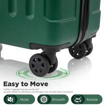 YONSLY 16 Inch Suitcase With Detachable Wheels 360° Combination Lock Double Zipper Soft Rubber Handle Trolley Travel Suitcase For Vacation - 深綠 - 查看 5