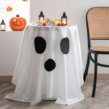 Mantel de fiesta de Halloween con patrón de cara de calabaza y murciélago de Halloween - Ver 1