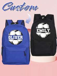 This Spacious And Lightweight Soccer Print Backpack Is Perfect For School, Work, And Leisure. It Features Adjustable Shoulder Straps And... - Multicolor - View 9