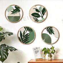 1/4 piezas Colgante de madera estilo bohemio, decoración de pared con planta verde redonda, adecuado para sala de estar, dormitorio, estudio, balcón, baño, etc. - Multicolor - Ver 5