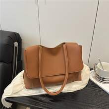 Bolso de mano moderno y versátil para mujer, estilo casual elegante con un toque de alta gama, bolso de hombro estiloso ideal para ir de compras, bolso tote texturizado de gran capacidad, nuevo modelo de verano 2026, bolso de axila, diseño exclusivo, bolso de hombro sencillo. - Marrón - Ver 1