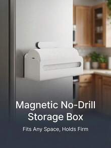 White Magnetic Paper Towel Holder: Strong Magnetic Adsorption On Metal Surfaces, No Drilling Required And No Damage To Walls, Suitable For Kitchen Refrigerator Side, Bathroom Sink, Bedroom And More, Bottom Opening For Easy Access - Multicolor - View 6