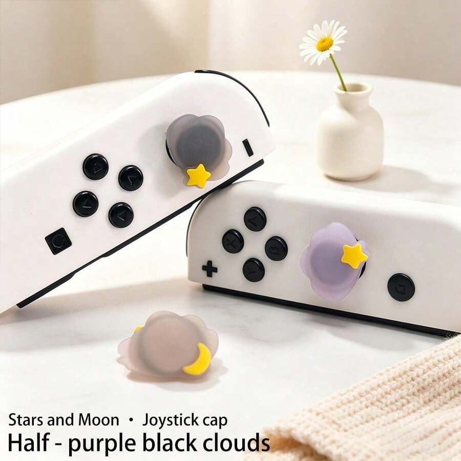2組可愛雲朵星星月亮矽膠搖桿帽 - 適用於Switch/Switch Lite/OLED 防滑控制器搖桿套 打造舒適遊戲氛圍 - 查看 1
