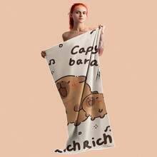 1pc Cute Capybara Beach Towel, Quick-Dry, Soft, Absorbent, High Color Fastness - Suitable For Beach, Travel, Camping And Summer Vacation - Machine Washable, Rectangular, Beach Accessory, Sports Beach Towel - A - View 17