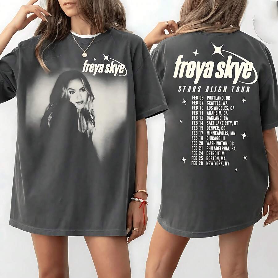Freya Skye Stars Align Tour 2026 T-Shirt - 黑色 - 查看 1