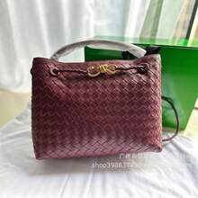Bolso de mujer de cuero genuino tejido a mano BV Bottega Bang Bang de Andiamo Clutch Campana 2026, nuevo bolso tote tejido para mujer, bolso de hombro acolchado de cuero genuino, moderno y versátil, bolso de gran capacidad y a la moda. - Negro - Ver 1