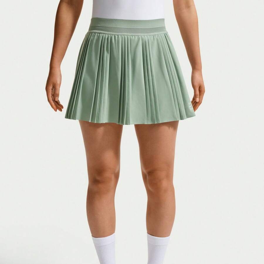 Nike Minifalda deportiva plisada de unicolor y versátil para mujer - Verde - Ver 1