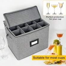 Caja para copas champán VERONLY con divisores contenedor para copas champán organizador caja para copas champán 12 copas - Gris - Ver 3