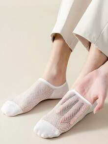 1/2/4/7 Pairs Random Men's Non-Slip Breathable Mesh Ankle Socks, Thin Solid Color Invisible Socks For Summer, Couples Socks - Multicolor - View 4