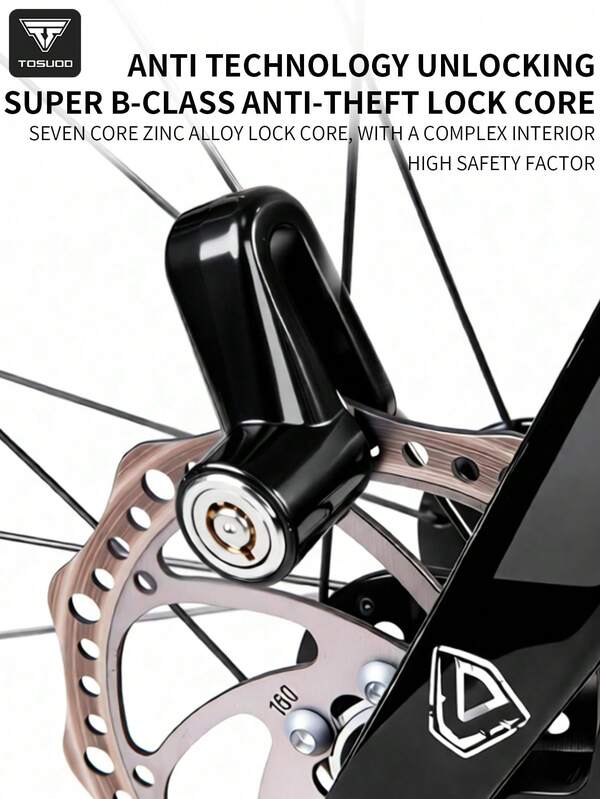  1pc TOSUOD Disc Brake Lock, Anti-Theft Lock, Portable Disc Brake Lock, Mountain Bike Reminder Rope Accessory