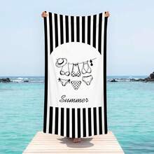 1pc Ultra Soft Line Summer Pattern Beach Towel, Suitable For Beach, Pool Party, Vacation - Beach & Pool Accessories - Style5 - View 1