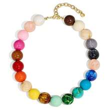 1pc Sweet & Fashionable Dopamine Resin Beaded Multi-Element Necklace, Suitable For Fashionable Ladies For Daily Commute, Beach Vacation, Travel, Party, Festivals, Best Summer Gift For Women, Great Gift (Bead Color Random) - Multicolor - View 5