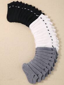 30 paia di calzini corti tinta unita per bambini, disponibili in nero/grigio/bianco, adatti per neonati, bambini, ragazzi e ragazze. Design a taglio basso perfetto per scuola, sport e corsa, morbidi e confortevoli. Design a gancio a righe sul polsino, ottimo regalo per uso quotidiano, vacanze, compleanni, Ognissanti e Natale - Multicolore - Visualizzare 4