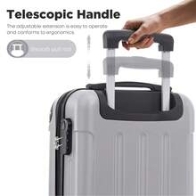 YONSLY 16 Inch Suitcase With Detachable Wheels 360° Combination Lock Double Zipper Soft Rubber Handle Trolley Travel Suitcase For Vacation - 淺灰色 - 查看 6