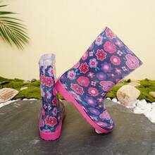 Kids Dinosaur Pattern Mid-Calf Rain Boots, Cute Fashion Companion For Dates - 紫色 - 查看 5