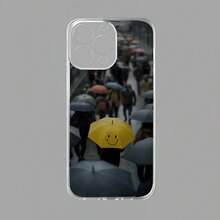 Funda para teléfono , 1 unidad. Diseño moderno y único con estampado de escena de lluvia, cara sonriente y paraguas amarillo. Funda transparente, a prueba de golpes, de cobertura total y con bordes suaves. Creativa y de nicho, con un toque de estilo. Estilo urbano a la moda, resistente al desgaste, con patrón de alta definición que no se despega. Compatible con 17/16/15/14/13/12/11/X/XR/XS/plus/pro/pro max/iPod Touch 5. - Color mixto 1 - Ver 6
