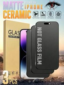 MIGAE 3 Packs - Matte Privacy Screen Protector, Compatible With IPhone 17 Pro Max/17 Pro/17/Air/16 Pro Max/16/16 Pro/16 Plus/14 Pro Max, 9H+ Scratch Resistant, Sensitive Touch, Compatible With Phone Cases, Includes Cleaning Kit, Non-Glass Material, High-Quality 9H+ Soft Film, Phone Accessory. - Black - View 2