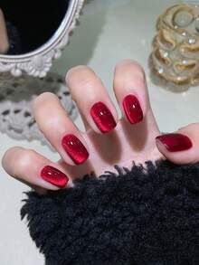 MISS SHAKA 10ml 夏季紅貓眼凝膠指甲油，持久亮白新年百搭紅指甲油，美甲沙龍DIY美甲用品 - 彩色 - 查看 9