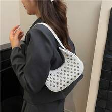 Bolso de mano moderno y versátil para mujer, estilo casual elegante con un toque de alta gama, bolso de hombro estiloso ideal para ir de compras. - Plateado - Ver 5