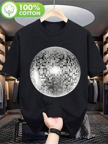 Discos-T-shirt för dam och herr, Retro 1980-tals Disco Ball DJ-T-shirt för män i retrostil, Svart, Tryck med glänsande silverbollar, Kortärmad, Rund hals, 180 gram, Vardagskläder, Bekväm för alla årstider, Retro T-shirt storlek 2Y-10Y, S-XXXL, Barnkläder för pojkar, Damtoppar, Herrkläder, T-shirts för tonårspojkar, Perfekt present till skolavslutningen och fars dag, Miljödagens dag, Passar till matchande kläder för föräldrar och barn. - Svart - Visa 8