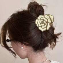 1pc/6PCS Cross-Border New Creative Vintage Rose Flower Claw Clip Fashion Versatile 3D French Bun Hair Claw - Rose Pink - View 6